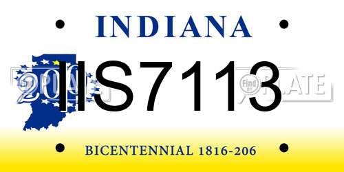 IIS7113 Indiana License Plate