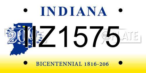 IIZ1575 Indiana License Plate