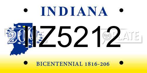 IIZ5212 Indiana License Plate