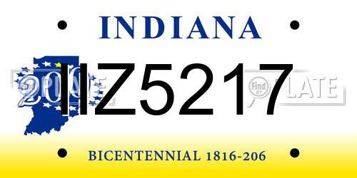IIZ5217 Indiana License Plate