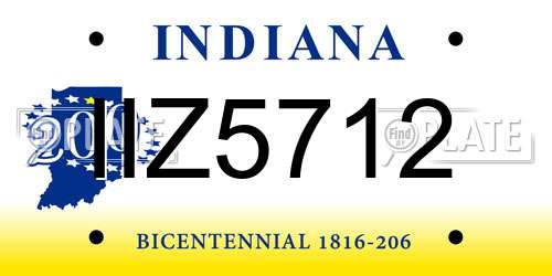IIZ5712 Indiana License Plate