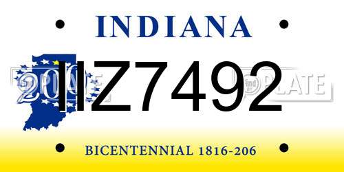 IIZ7492 Indiana License Plate