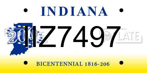 IIZ7497 Indiana License Plate