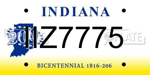 IIZ7775 Indiana License Plate