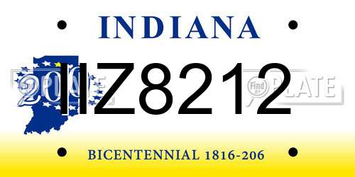 IIZ8212 Indiana License Plate