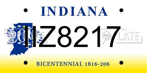 IIZ8217 Indiana License Plate