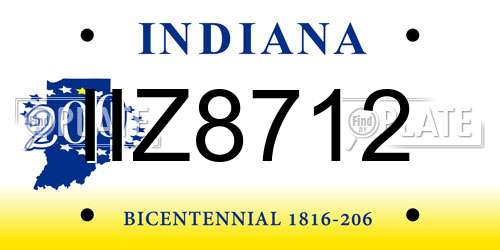 IIZ8712 Indiana License Plate