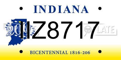 IIZ8717 Indiana License Plate