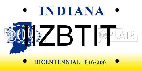 IIZBTIT Indiana License Plate