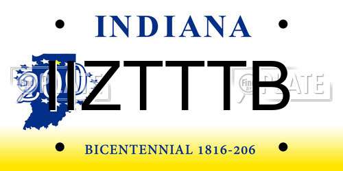 IIZTTTB Indiana License Plate
