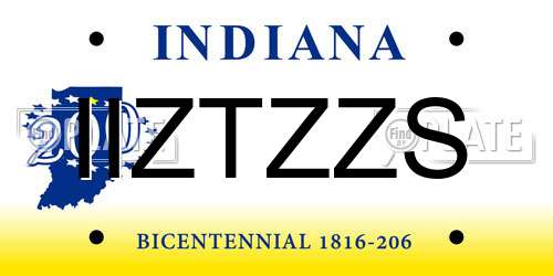 IIZTZZS Indiana License Plate