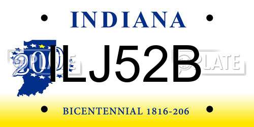 ILJ52B Indiana License Plate
