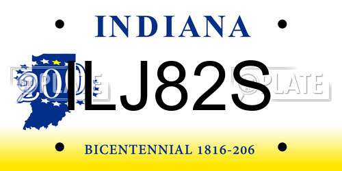 ILJ82S Indiana License Plate