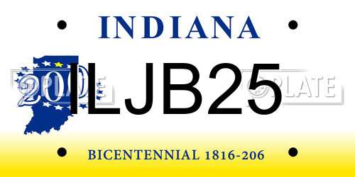 ILJB25 Indiana License Plate