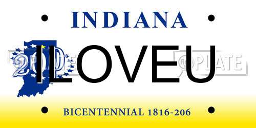 ILOVEU Indiana License Plate