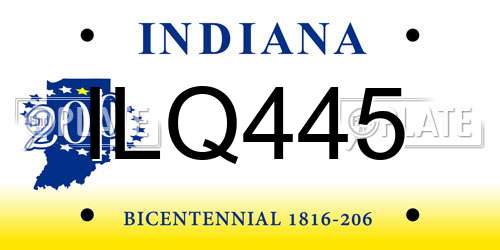 ILQ445 Indiana License Plate