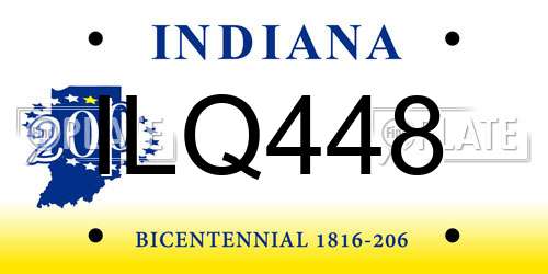 ILQ448 Indiana License Plate