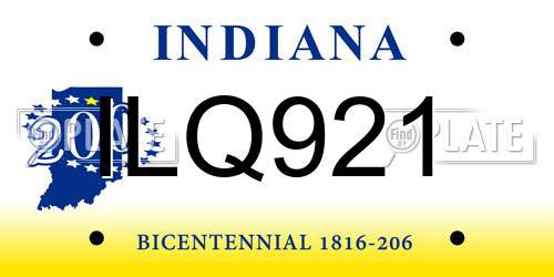ILQ921 Indiana License Plate
