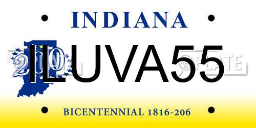 ILUVA55 Indiana License Plate