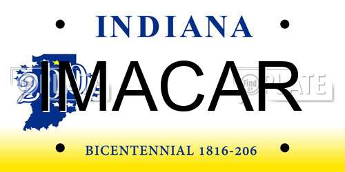 IMACAR Indiana License Plate
