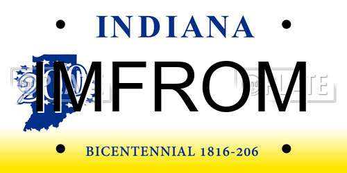 IMFROM Indiana License Plate