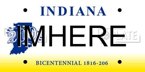 IMHERE Indiana License Plate