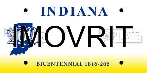 IMOVRIT Indiana License Plate