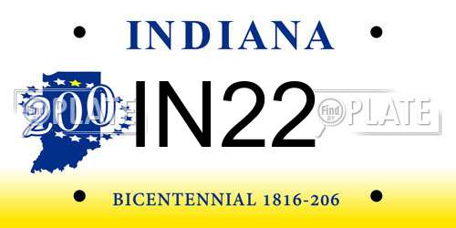 IN22 Indiana License Plate