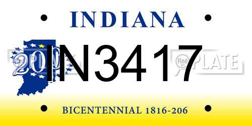 IN3417 Indiana License Plate