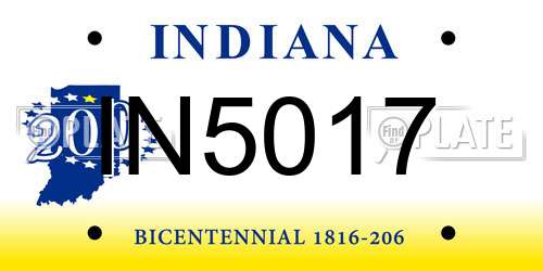 IN5017 Indiana License Plate