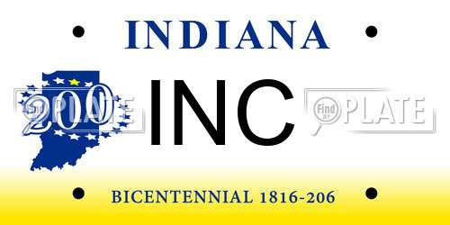 INC Indiana License Plate