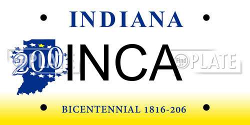 INCA Indiana License Plate