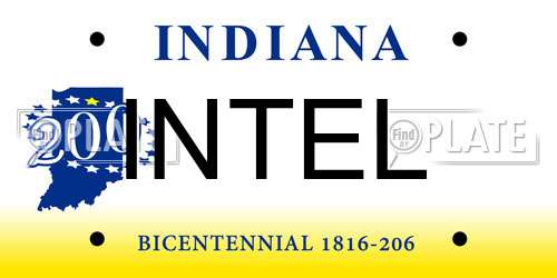 INTEL Indiana License Plate