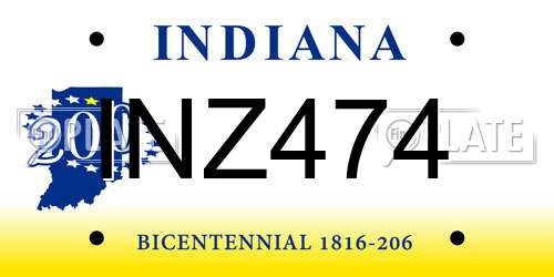 INZ474 Indiana License Plate