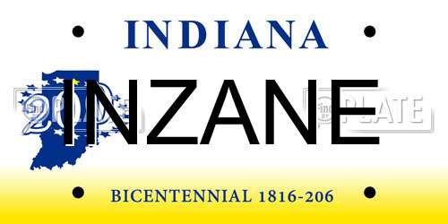 INZANE Indiana License Plate