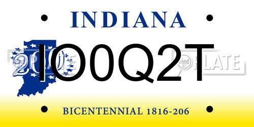 IO0Q2T Indiana License Plate