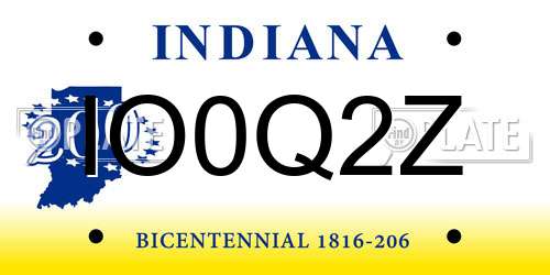 IO0Q2Z Indiana License Plate