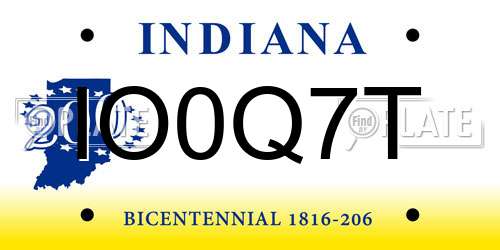 IO0Q7T Indiana License Plate