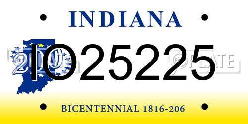 IO25225 Indiana License Plate