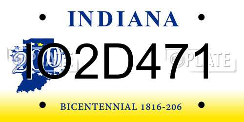 IO2D471 Indiana License Plate