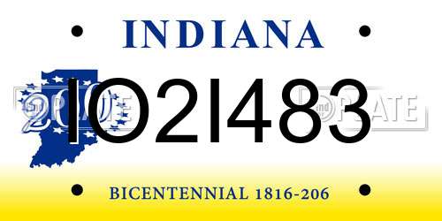 IO2I483 Indiana License Plate