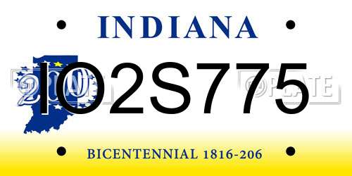 IO2S775 Indiana License Plate