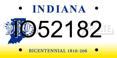 IO52182 Indiana License Plate
