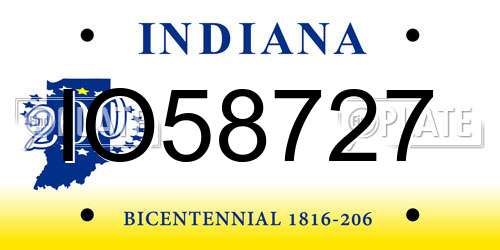 IO58727 Indiana License Plate
