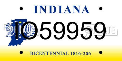 IO59959 Indiana License Plate