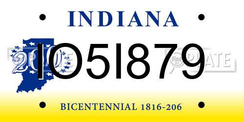 IO5I879 Indiana License Plate