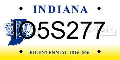 IO5S277 Indiana License Plate