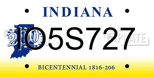 IO5S727 Indiana License Plate