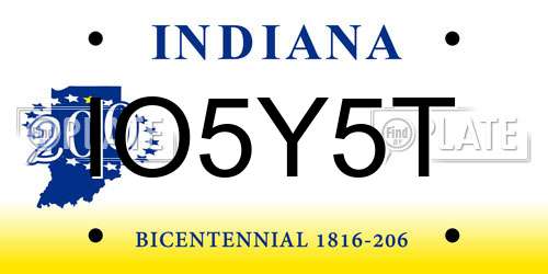 IO5Y5T Indiana License Plate