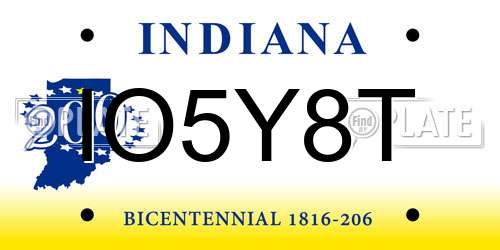 IO5Y8T Indiana License Plate